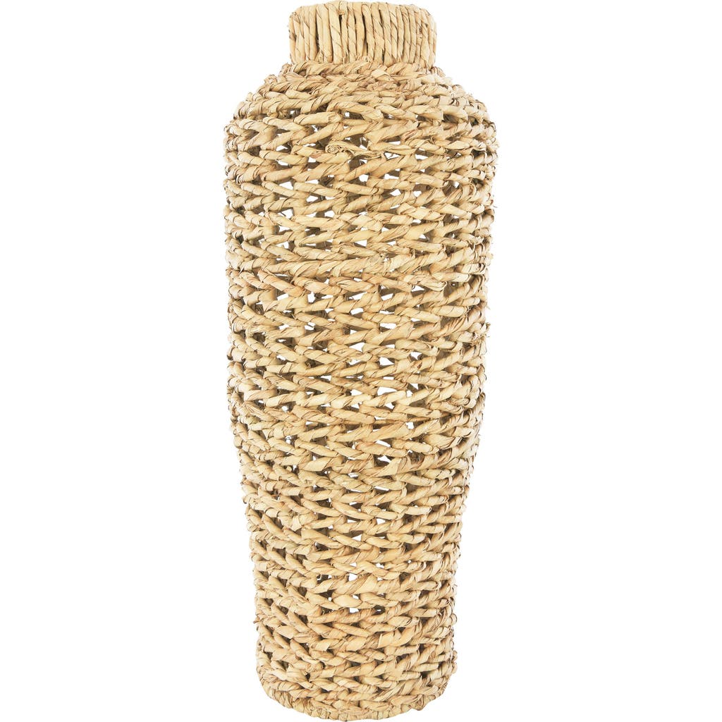 Storied Home 22"h Handwoven Water Hyacinth & Rattan Floor Vase In Nude