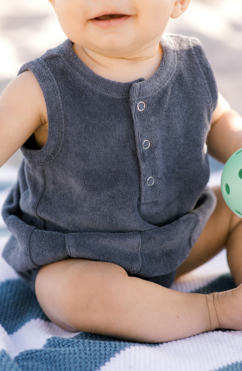 Pehr Classic Terry Bubble Romper, Alternate, color, Ocean