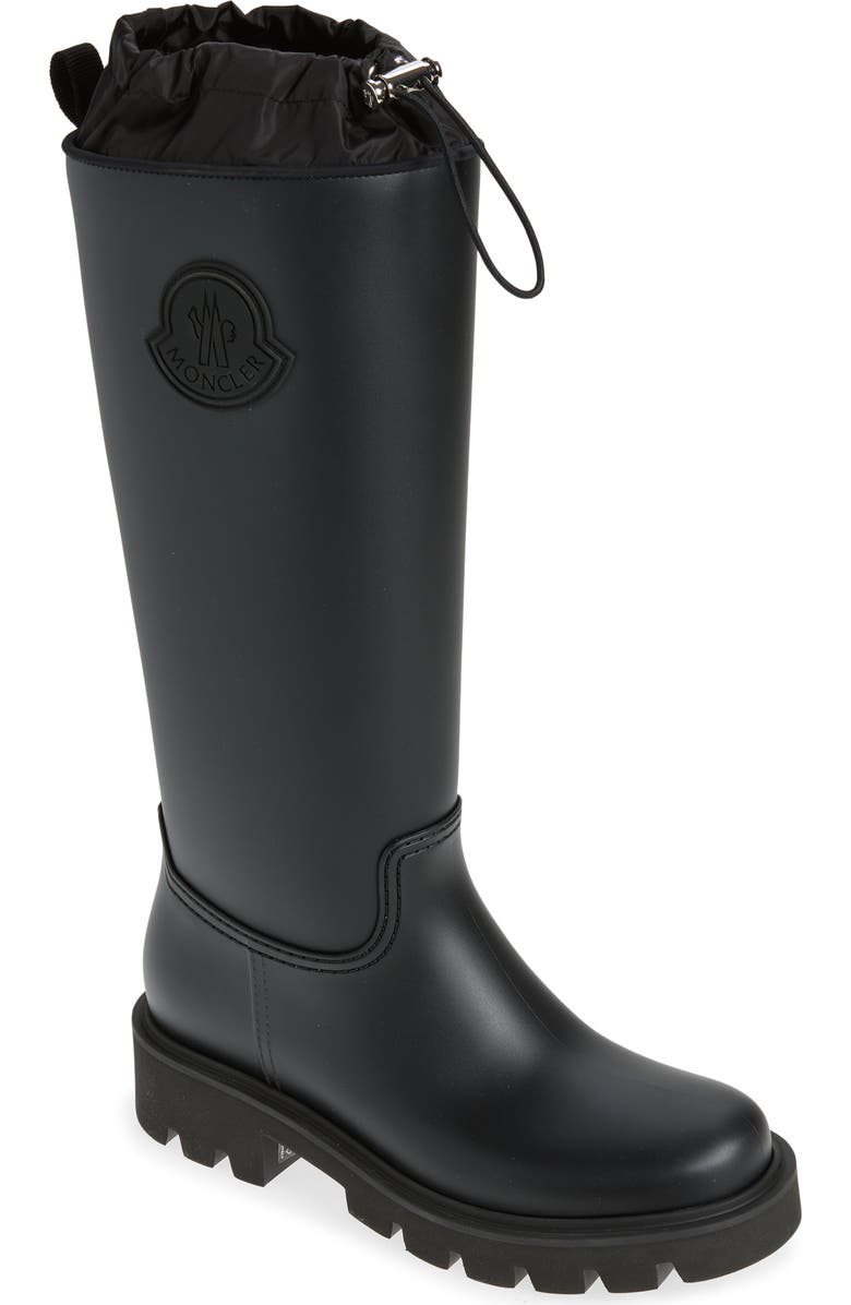Moncler Kickstream Knee High Rain Boot, Main, color, Black