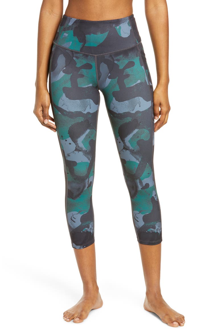 Live In Dot Print High Waist Pocket Crop Leggings, Main, color, GREY- GREEN SHANNO PRINT