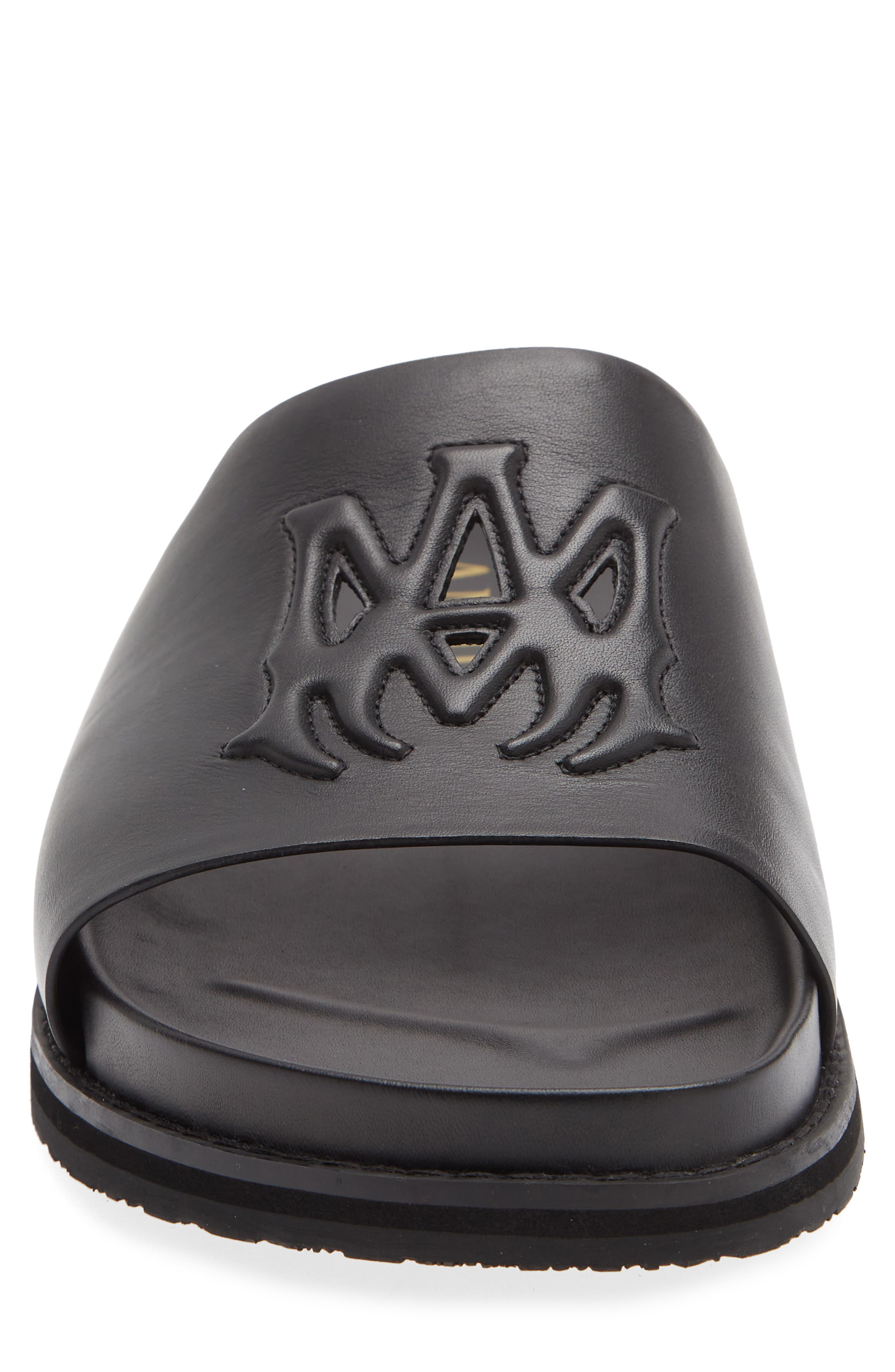MA Leather Slide Sandal, Alternate, color, BLACK