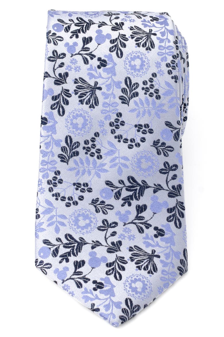 x Disney Mickey Floral Silk Tie, Main, color, BLUE