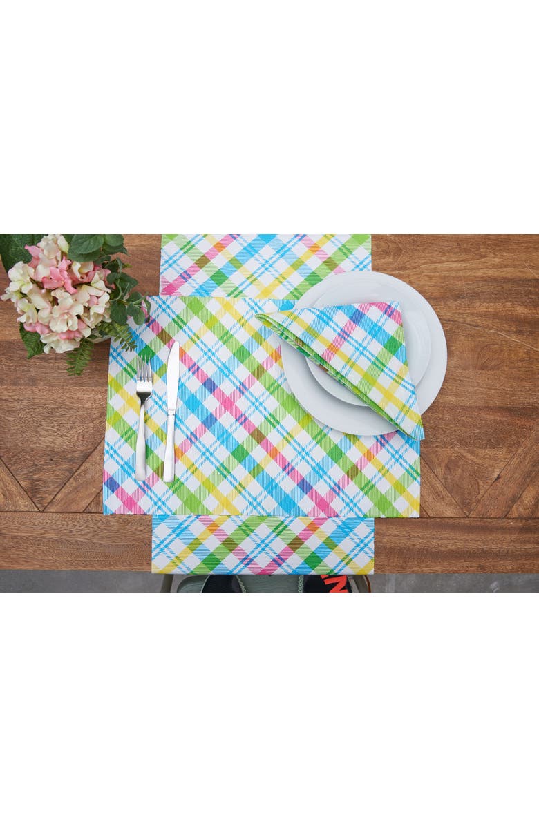 C&F Home Spring Blossom Easter Plaid Printed Placemats Set of 6 Springtime, 13" x 19", Alternate, color, Red