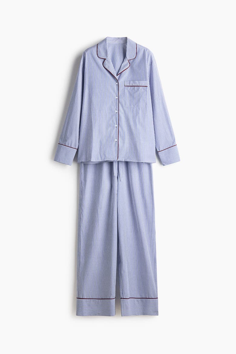 Cotton Poplin Pajamas, Alternate, color, Blue/white striped
