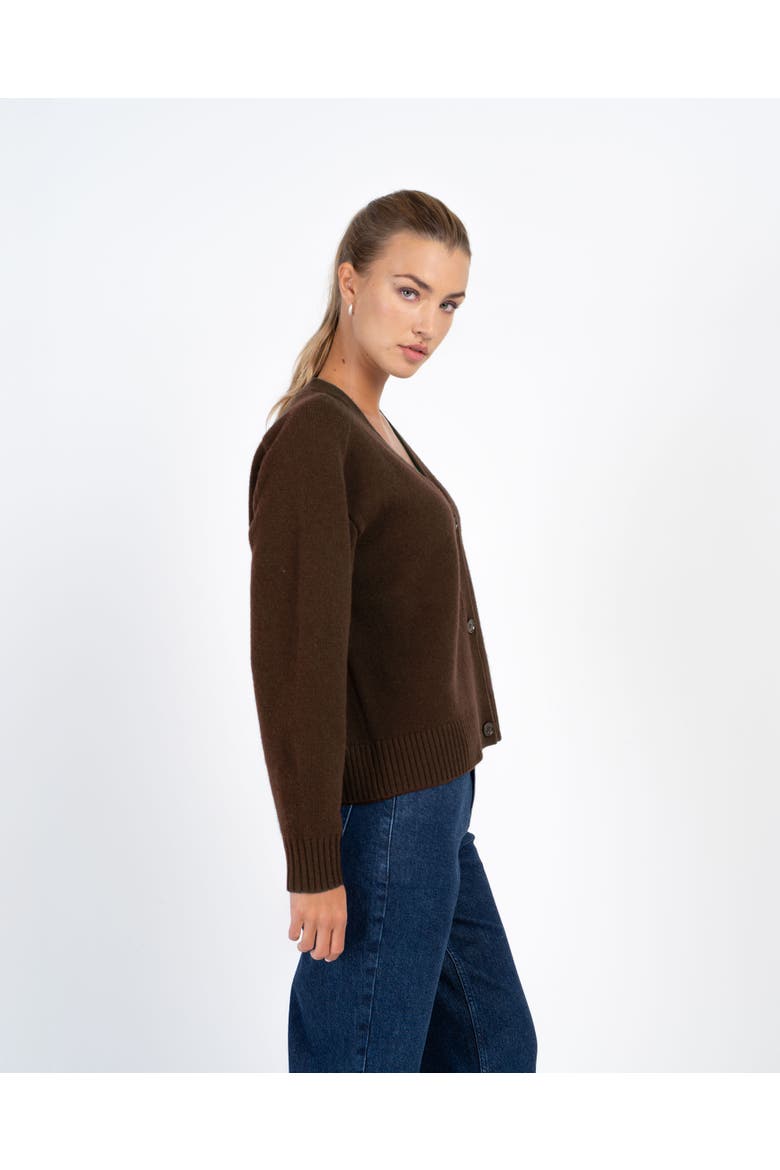 Merino Boxy Cardigan, Alternate, color, Chocolate