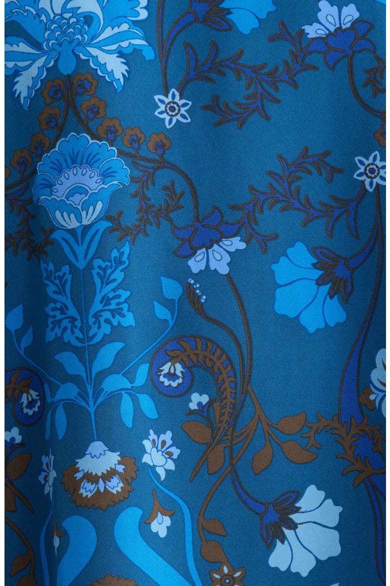 Palmate Floral Shift Minidress, Alternate, color, TEAL-BLUE