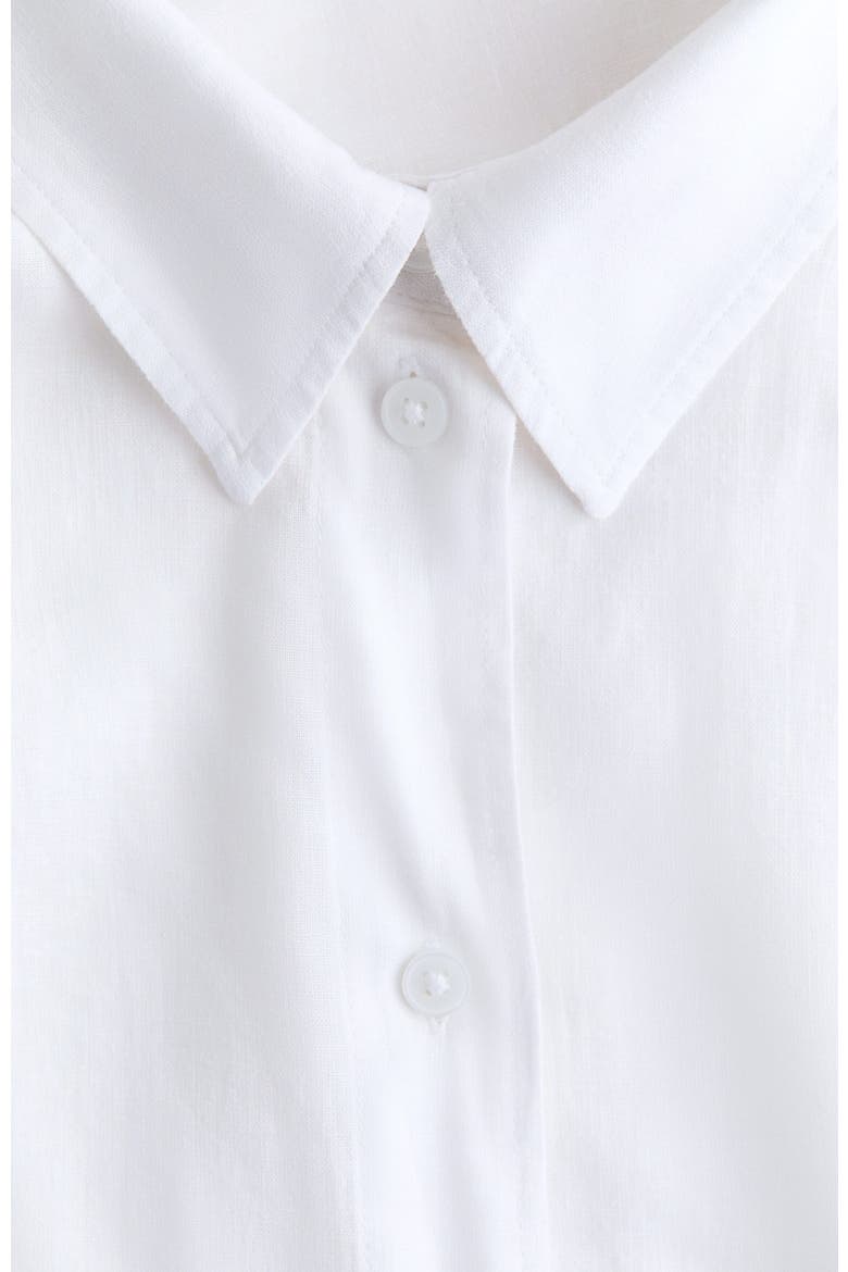Dolman-sleeved Linen-blend Shirt, Alternate, color, White