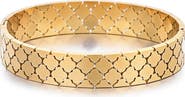 Adornia 18K Gold Plated Quatrefoil Hinged Bangle Bracelet