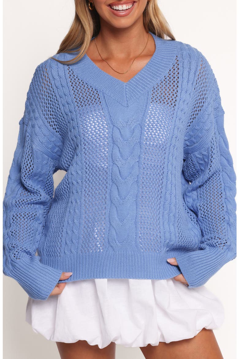 Janie Mixed Open Stitch Sweater, Alternate, color, BLUE