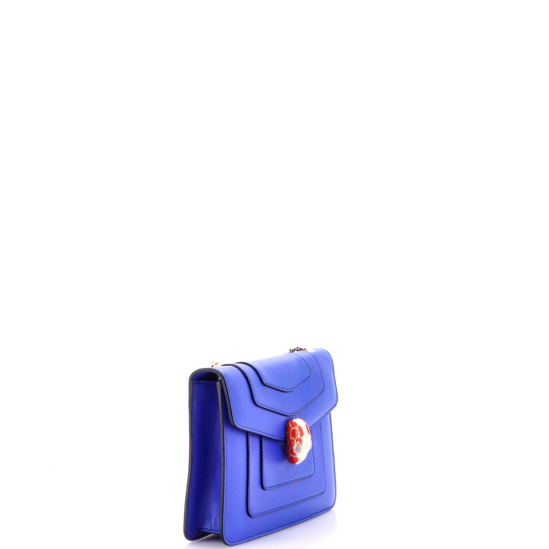 Serpenti Forever Square Shoulder Bag Leather Small, Alternate, color, Blue