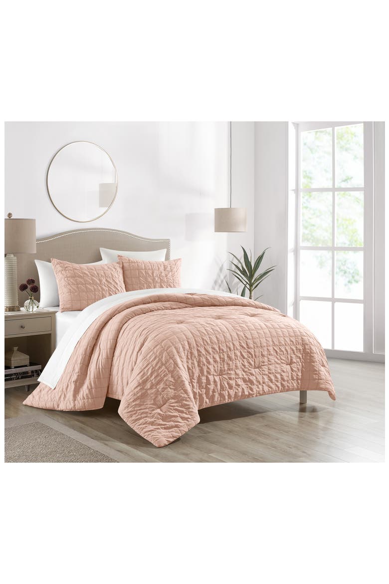 Jessa Tile Pattern 7-Piece Bedding Set - King, Alternate, color, BLUSH