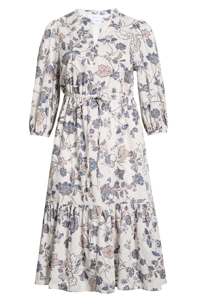 SUGARLIPS Bryony Floral Zinnia Split Neck Midi Dress, Alternate, color,