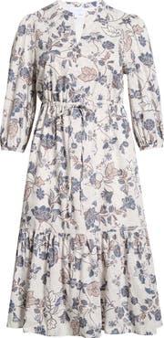 SUGARLIPS Bryony Floral Zinnia Split Neck Midi Dress
