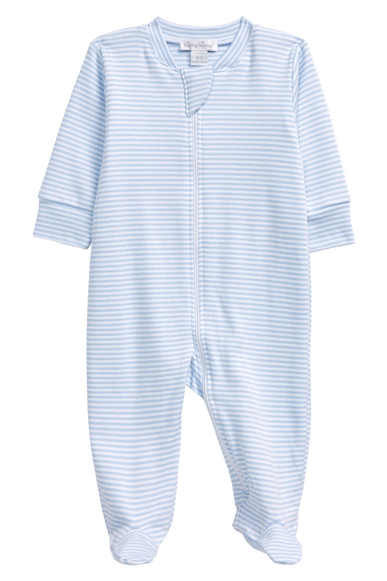Simple Stripe Footie, Main, color, LIGHT BLUE