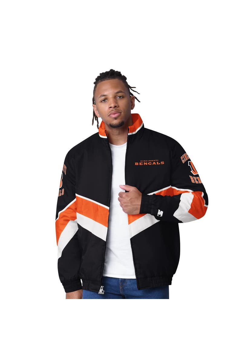 STARTER Men's Starter Black Cincinnati Bengals Captain Satin Varsity Jacket, Main, color, Black