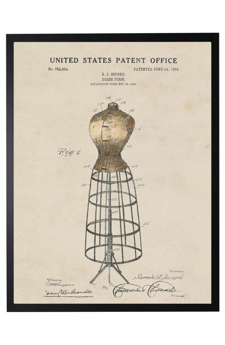 Antique Curiosities Dress Form Patent in Black Frame, Main, color, NO COLOR