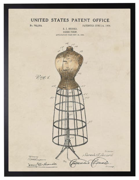 Dress Form Patent in Black Frame