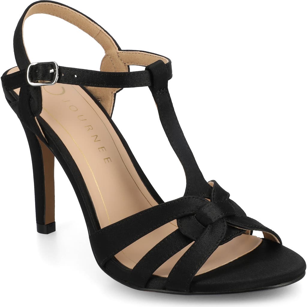 Journee Collection Valry Strappy Sandal In Satin/black