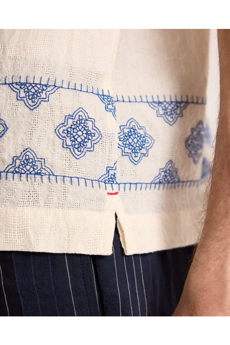 Maitan Embroidery Relaxed Fit Carnival Embroidery Shirt, Alternate, color, White Sand/Nightfall Blue