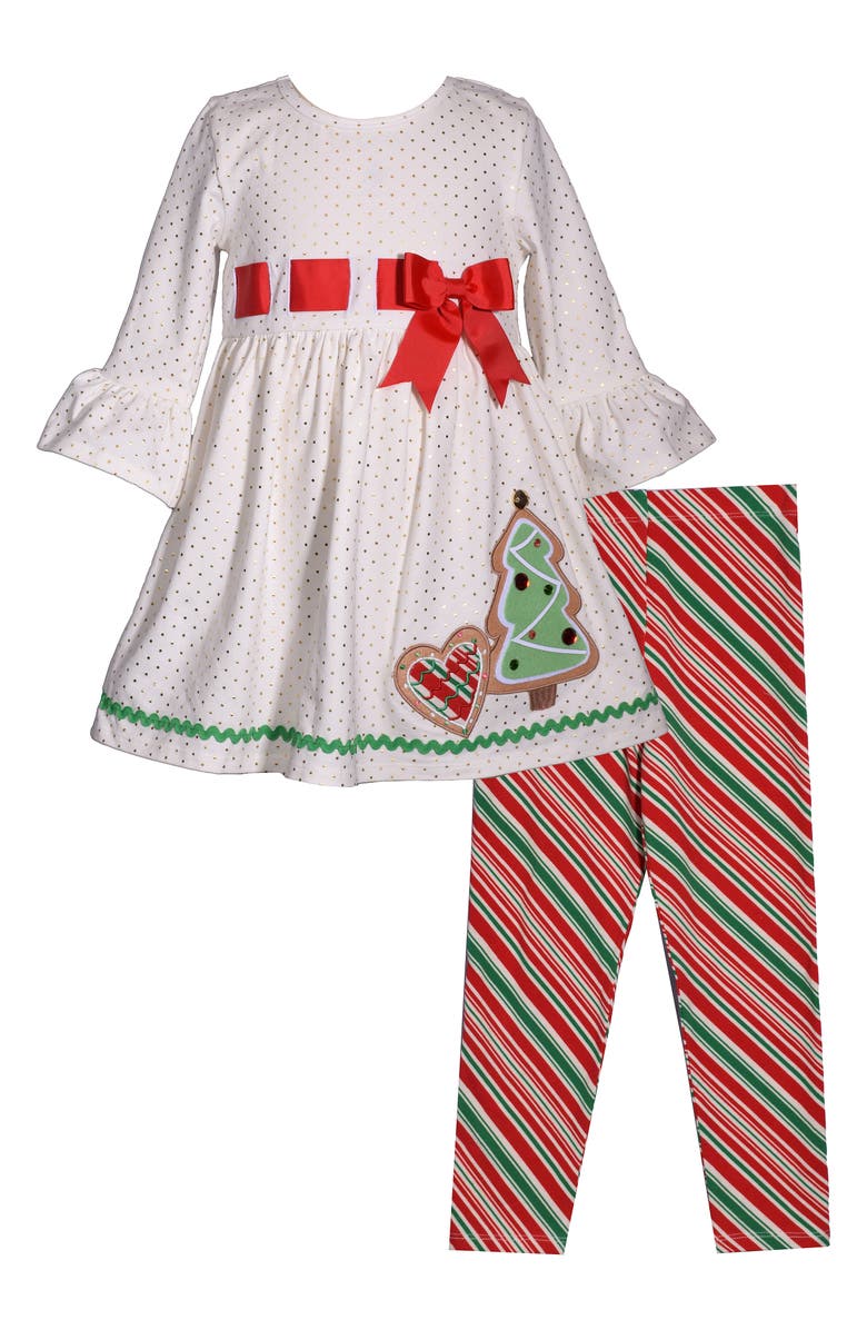 Bonnie Jean Kids' Gingerbread Cookies Tunic & Leggings Set, Main, color, Ivory