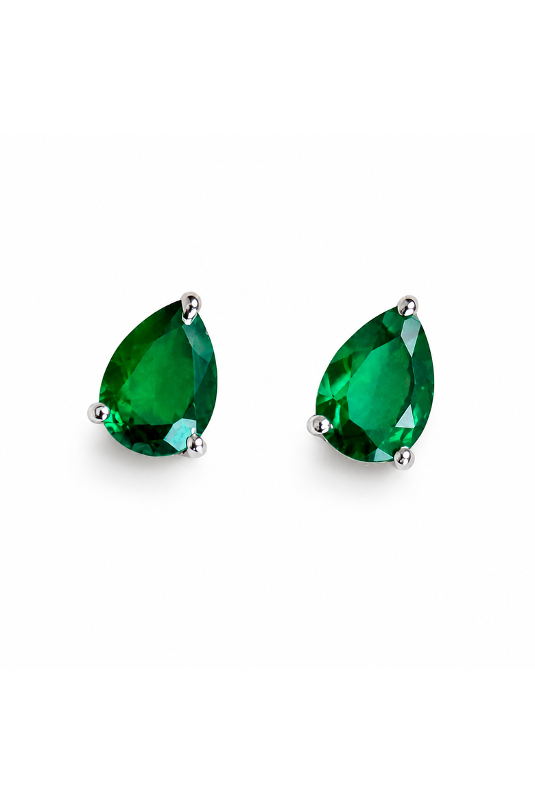 Teardrop Stud Earrings, Main, color, Emerald