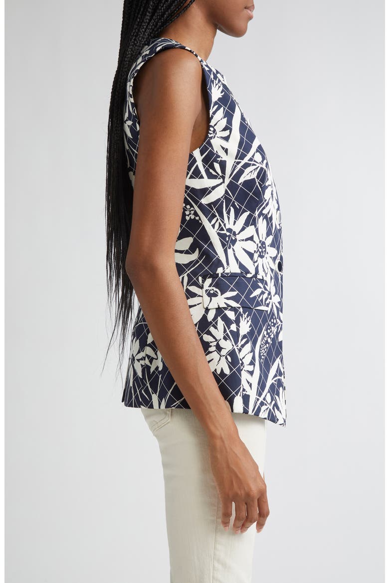 Lois Floral Mixed Print Stretch Cotton Vest, Alternate, color, NAVY DOVE