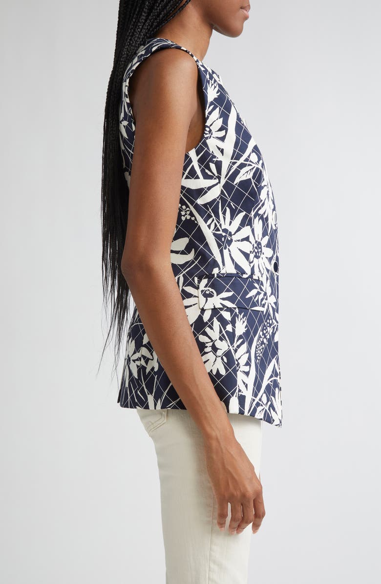 Veronica Beard Lois Floral Mixed Print Stretch Cotton Vest, Alternate, color,