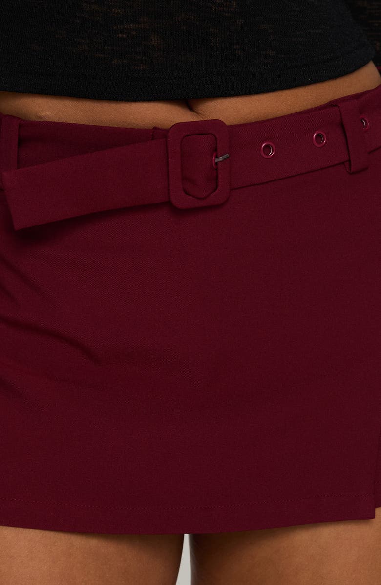 Princess Polly Volley Belted Wrap Front Miniskort, Alternate, color, Cherry Red