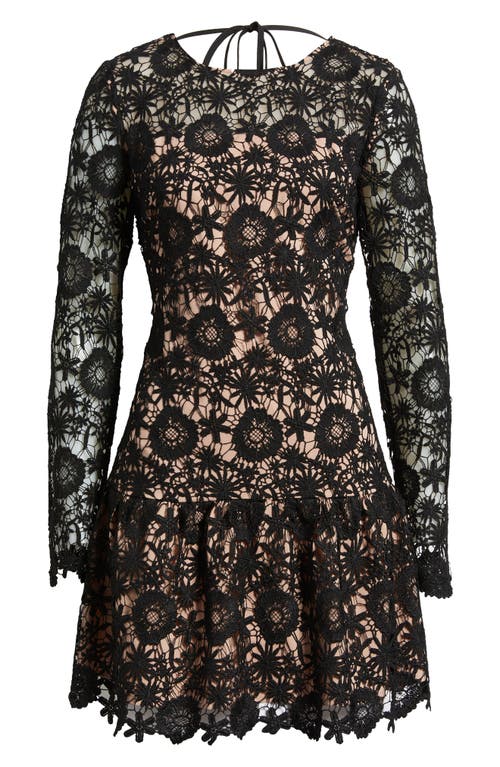 Sam Edelman Floral Lace Long Sleeve Minidress In Black