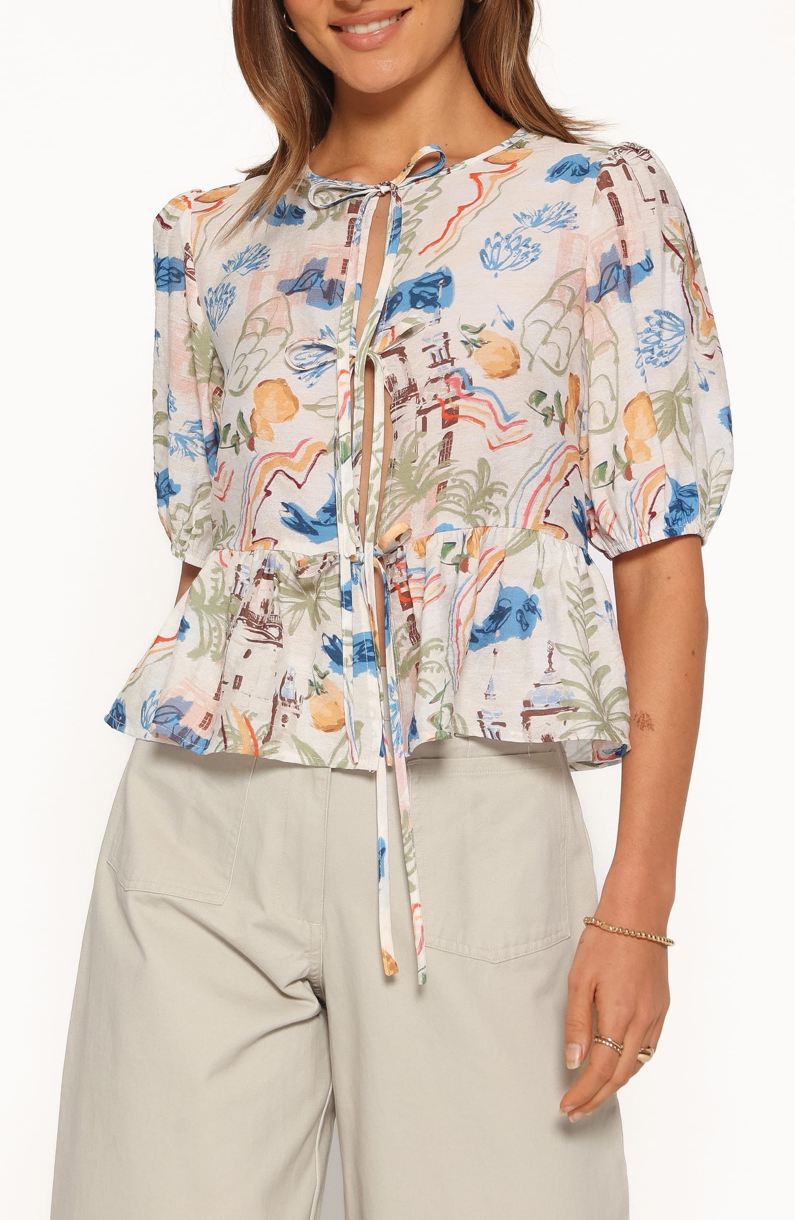 Petal & Pup Dory Print Peplum Top (Women) | Nordstrom