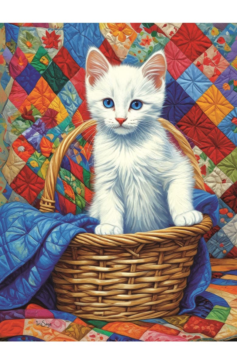 Sunsout White Kitten and Quilts 1000 piece Jigsaw Puzzle for Adults, Alternate, color, Multicolor