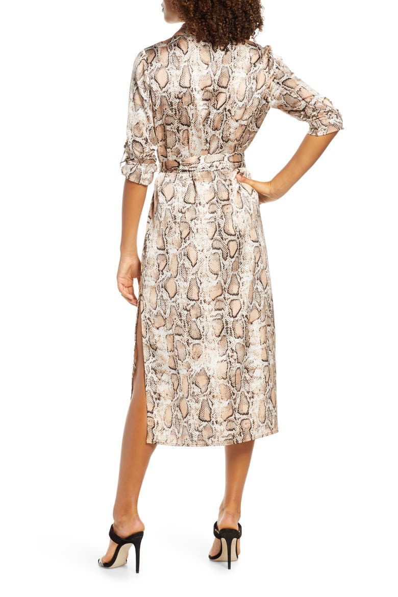 BB Dakota Python Print Long Sleeve Shirtdress, Alternate, color, SAND