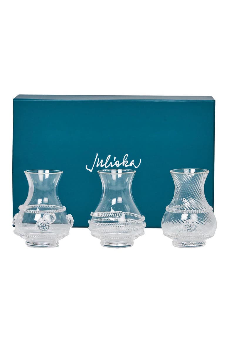 Set of 3 Mini Vases, Alternate, color, CLEAR
