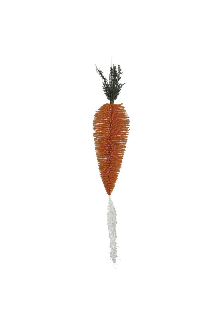 Flocked Bottle Brush Carrot Ornament, Orange, Main, color, Orange