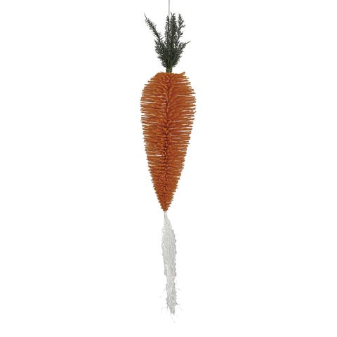 Flocked Bottle Brush Carrot Ornament, Orange