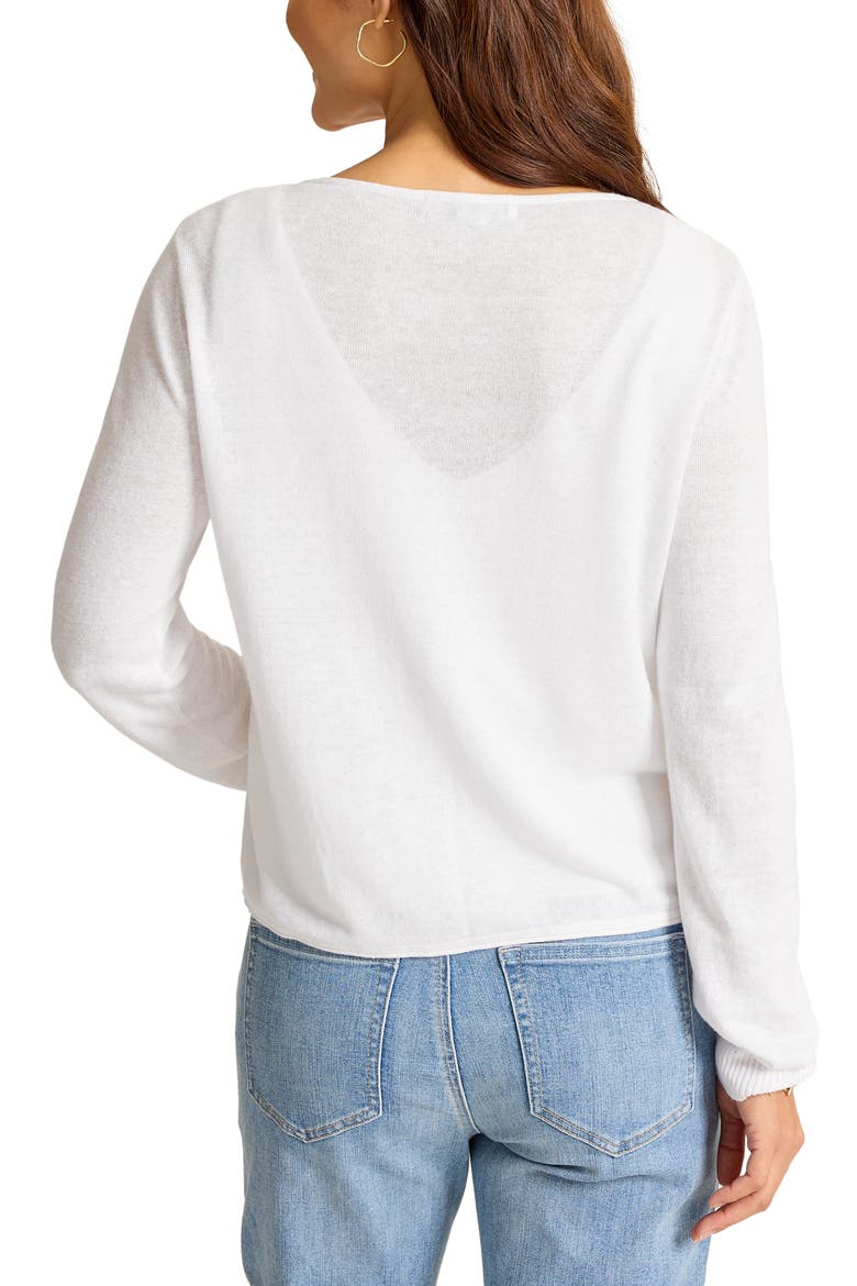 Adeline Linen Blend Jersey Cardigan, Alternate, color, WHITE
