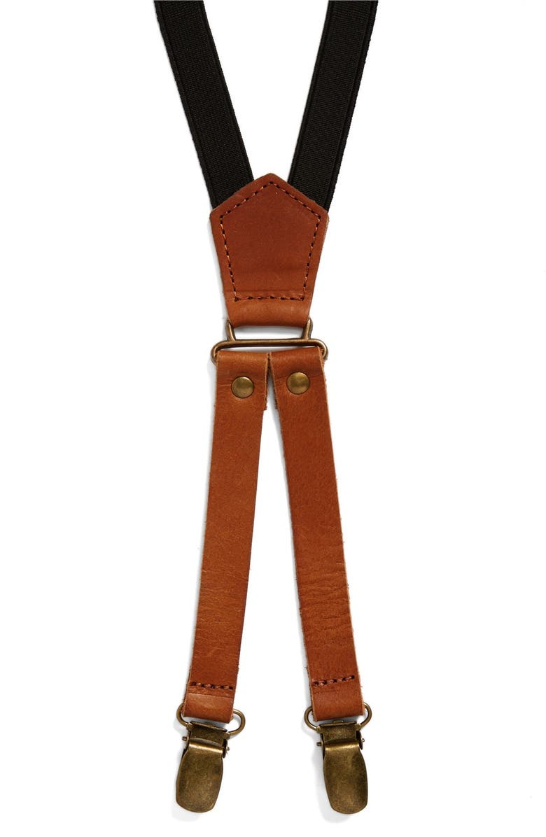 Topman Skinny Leather Suspenders, Main, color, 