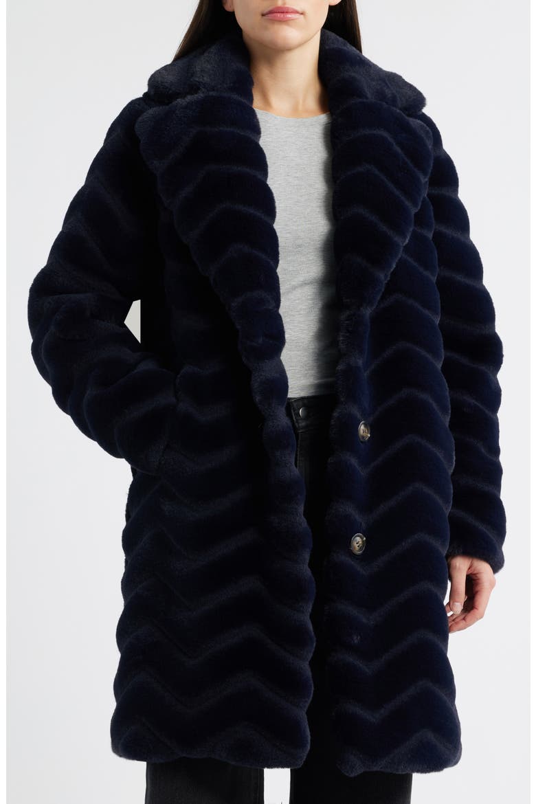 Faux Fur Coat, Main, color, NAVY