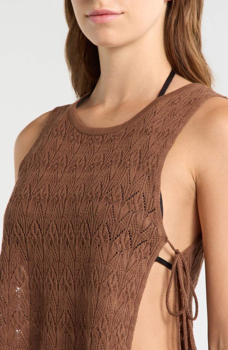 Elan Tie Side Crop Cover-Up Top, Alternate, color, Brown