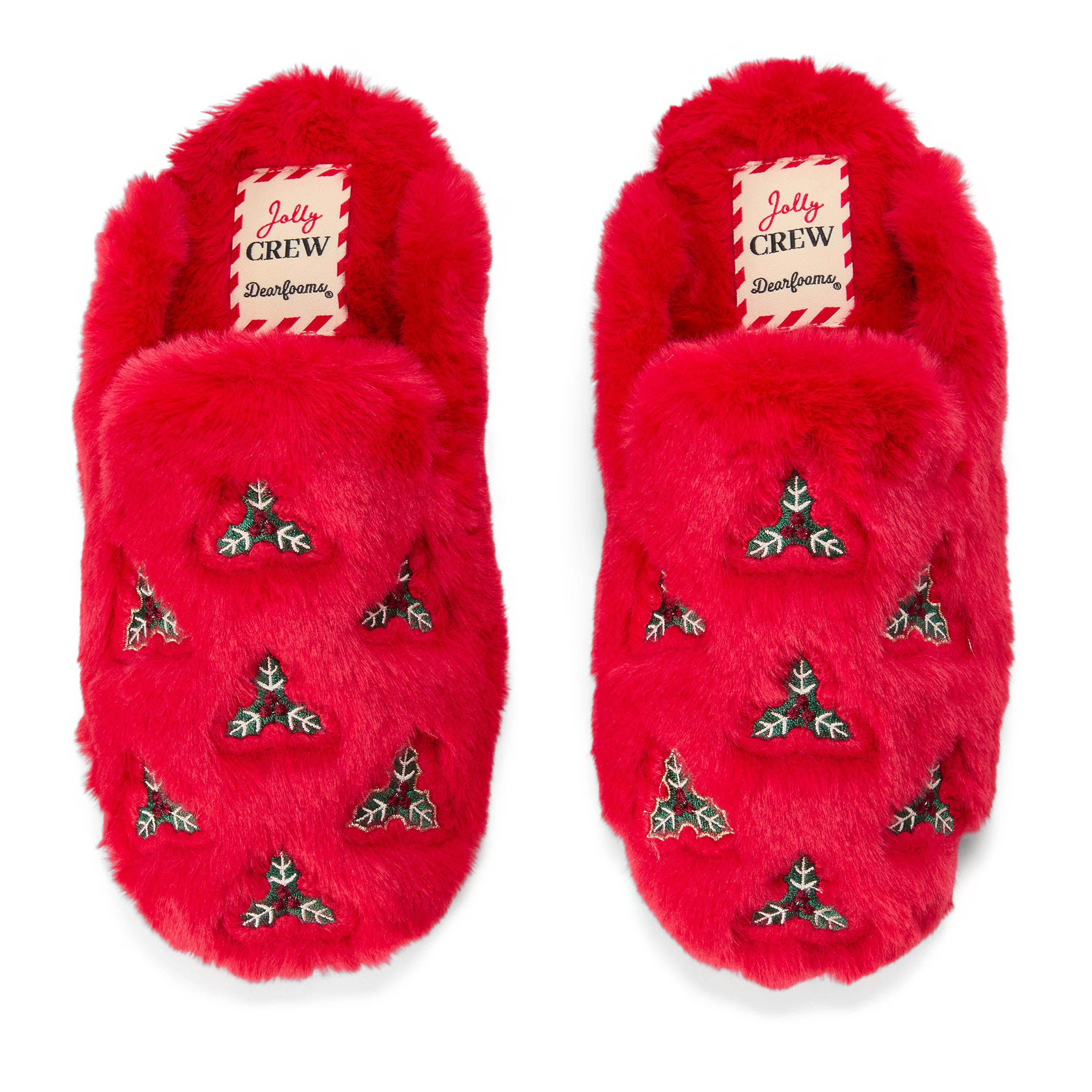 Holiday Fur Shaped Tab Scuff Slippers, Alternate, color, CAYENNE