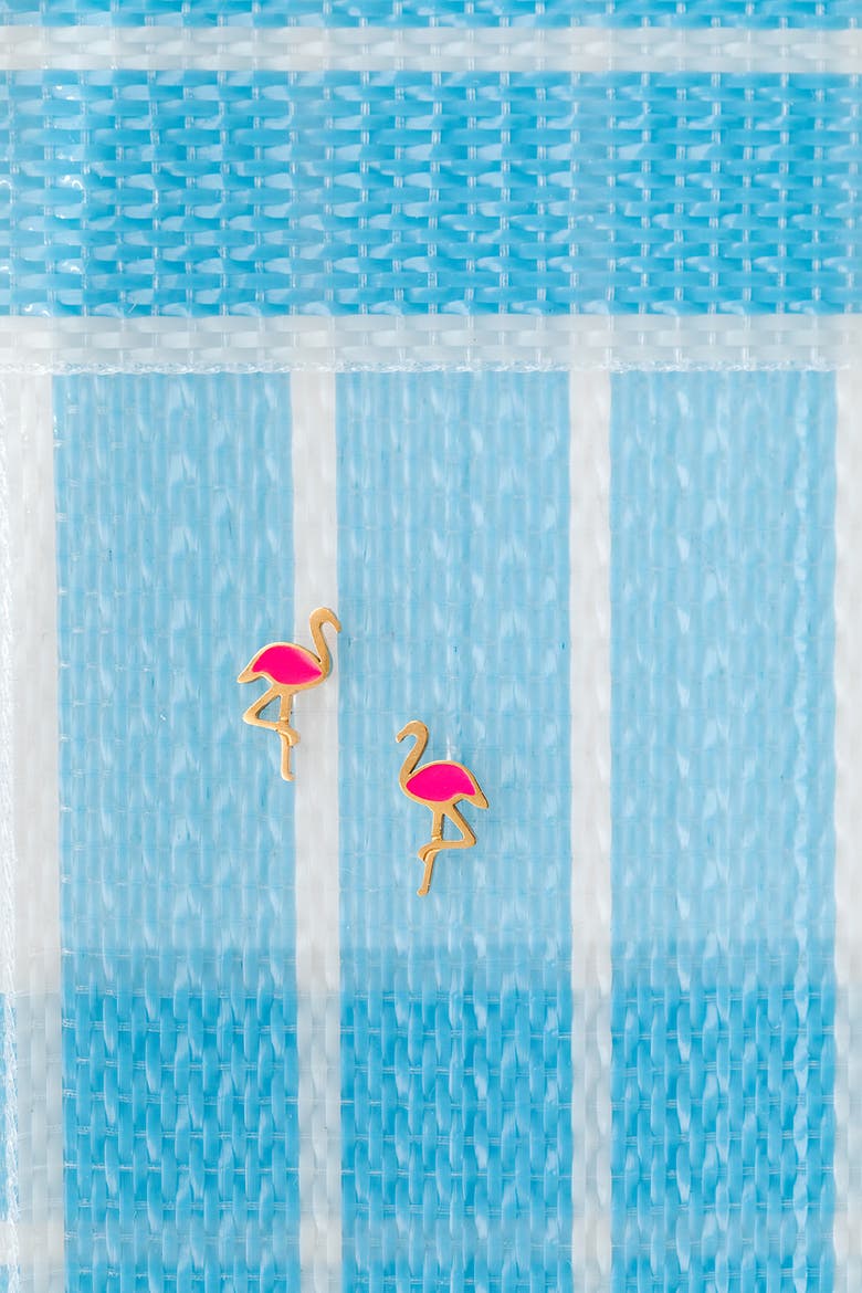 Flamingo Stud Earring, Alternate, color, Pink