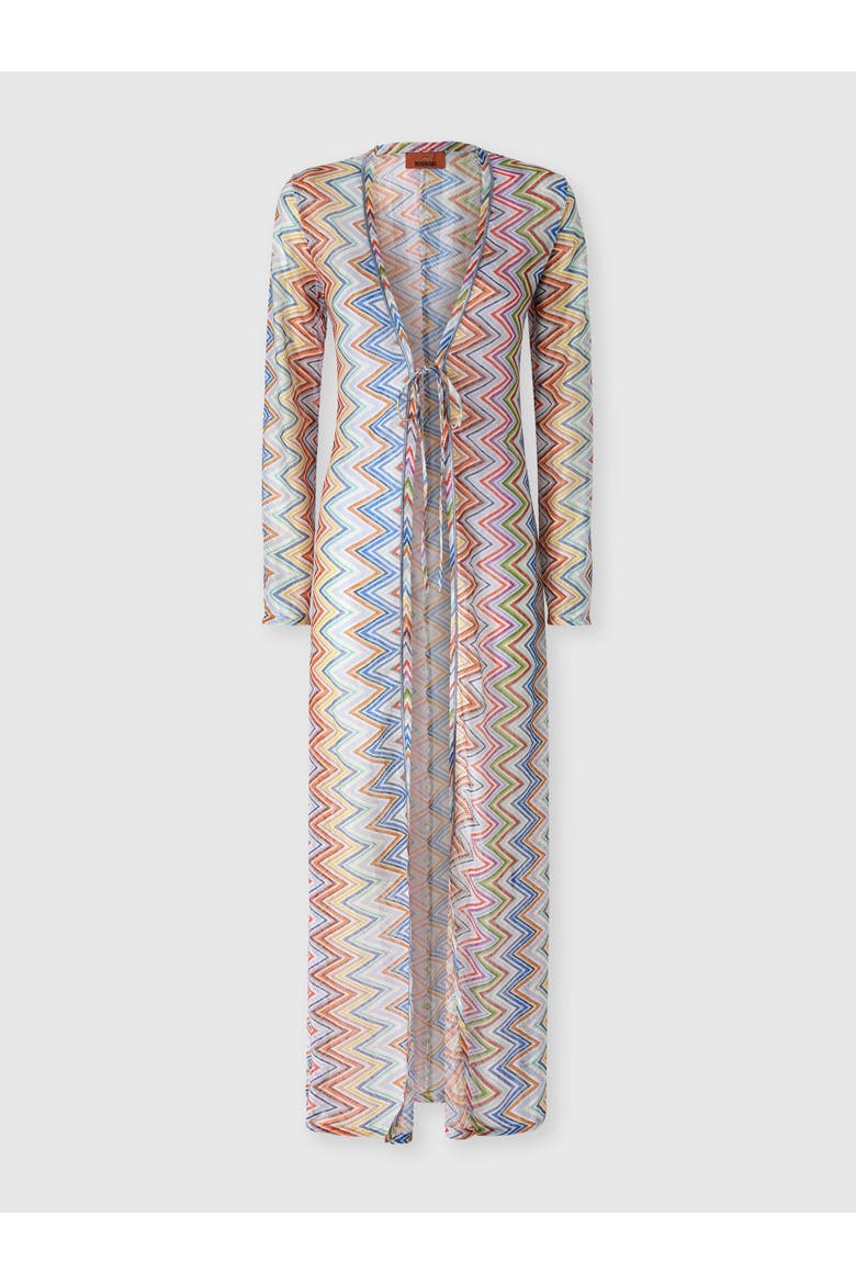 Long Zig Zag Fabric Cover-up Cardigan, Main, color, Multicoloured