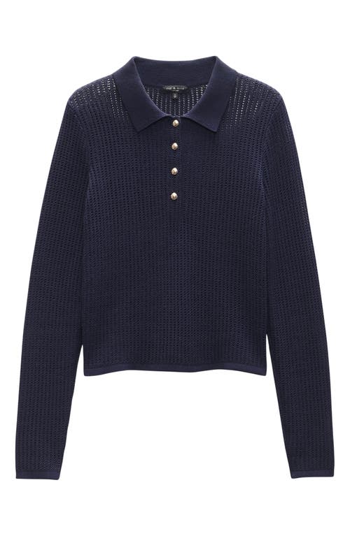 Rag & Bone Viola Open Stitch Polo Sweater In Purple
