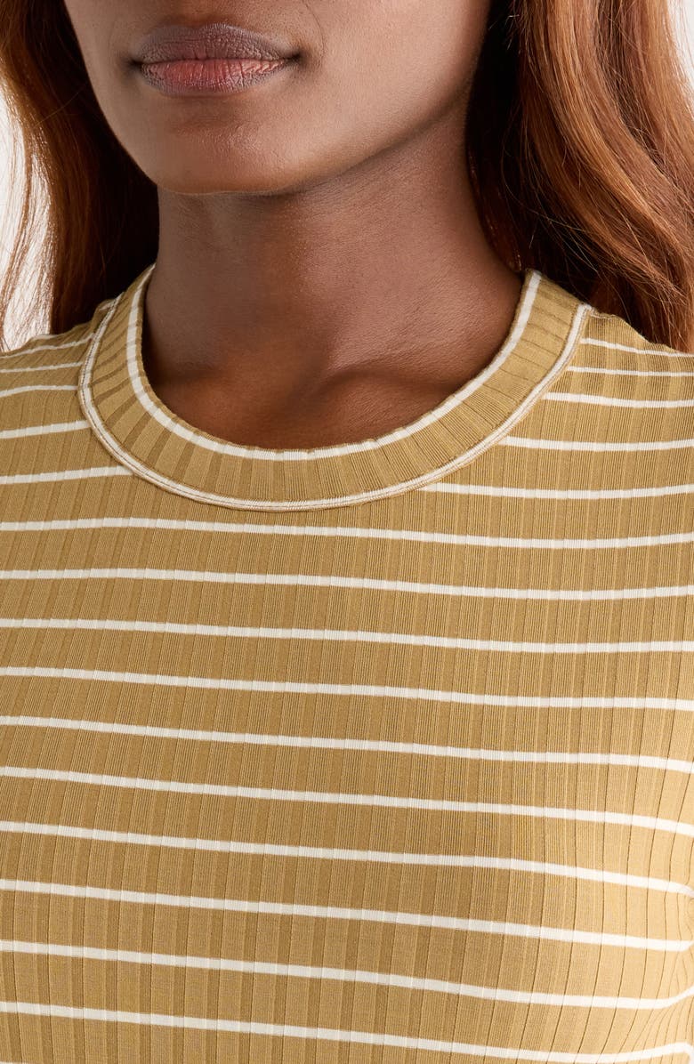 rag & bone Luca Stripe Rib Baby T-Shirt, Alternate, color, Khaki