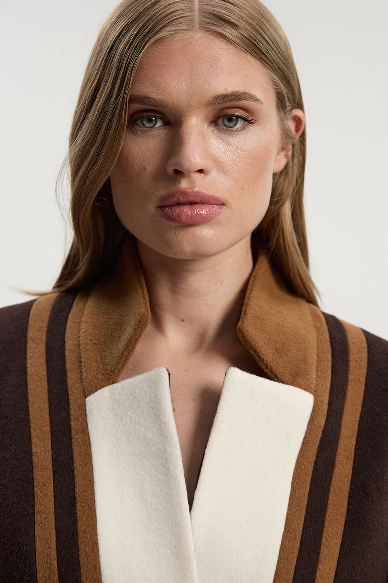 Brushed Wool Belted Midi Coat, Alternate, color, Chocolate