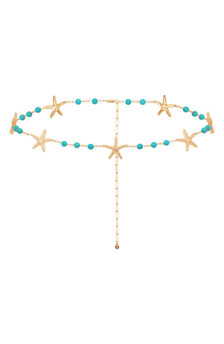 Ettika Starfish & Turquoise Belly Chain, Main, color, Turquoise