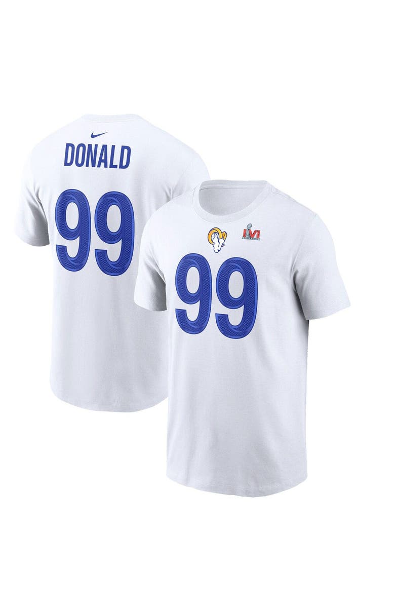 Nike Men's Nike Aaron Donald White Los Angeles Rams Super Bowl LVI Bound Name & Number T-Shirt, Main, color, 