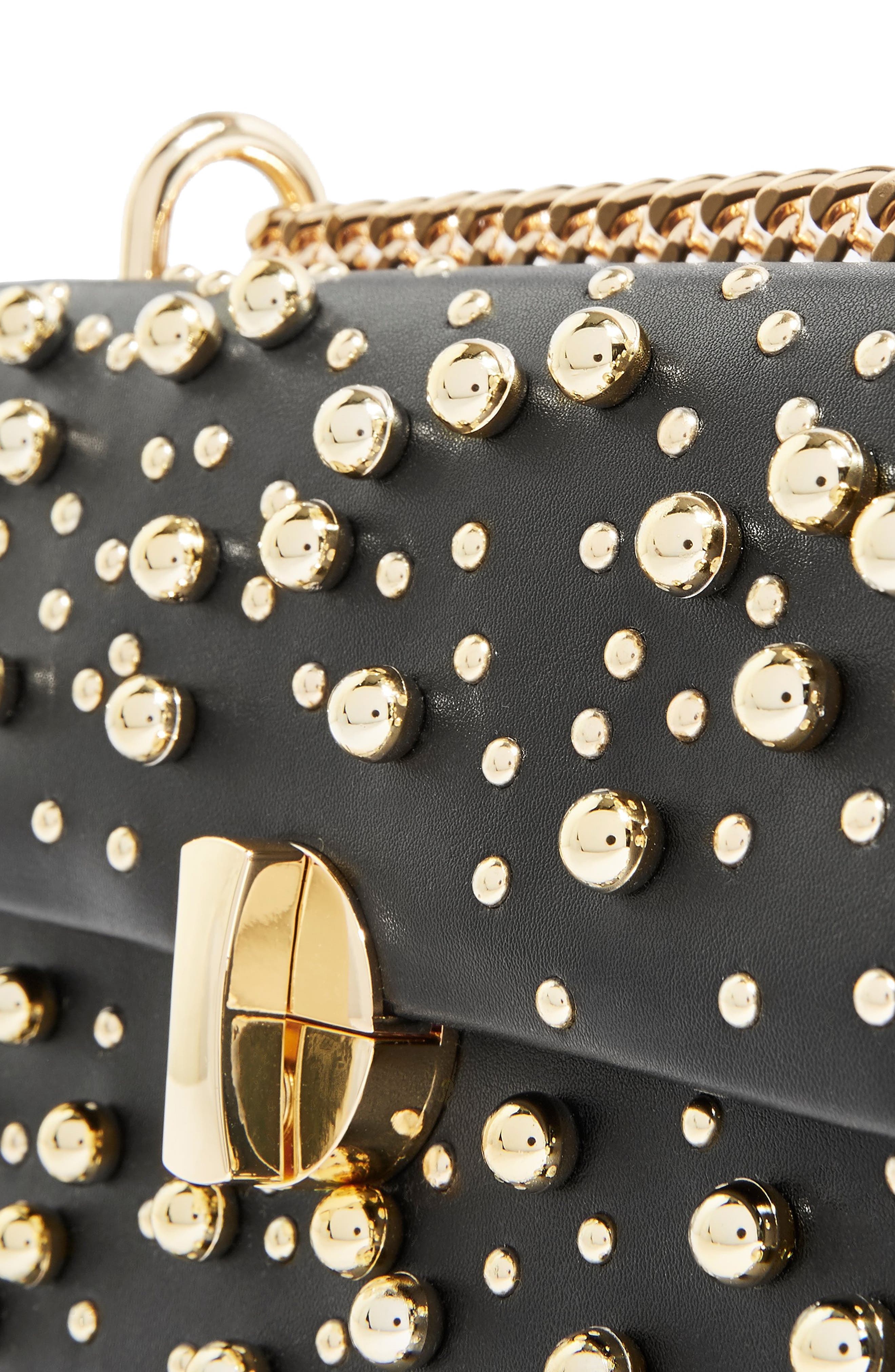 Topshop Betty Ball Stud Faux Leather Crossbody Bag, Alternate, color, 