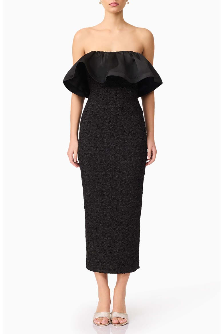 Dandelione Strapless Body-Con Midi Dress, Main, color, BLACK