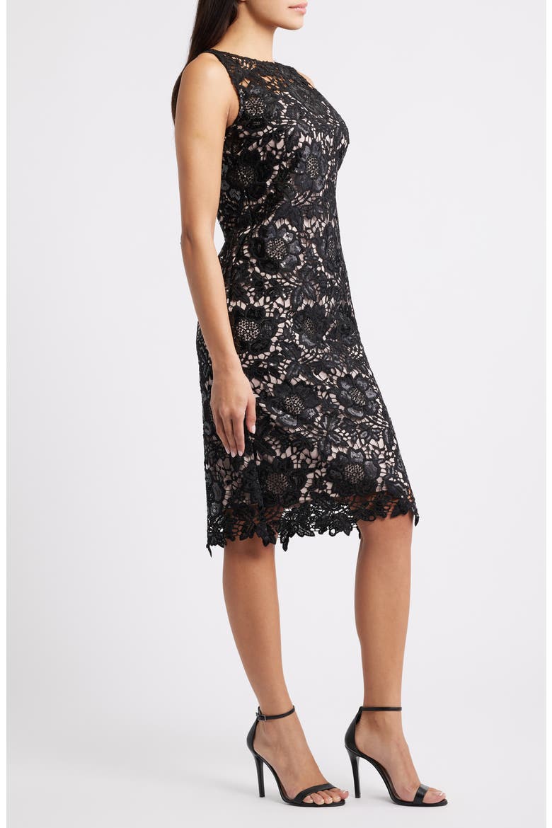 Floral Lace Sheath Dress, Alternate, color, ANNE BLACK
